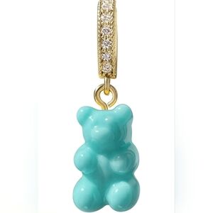 💖 Gummy Bear Charm Pendant, Resin/Cubic Zirconia, 18K Gold Plated, NWT!